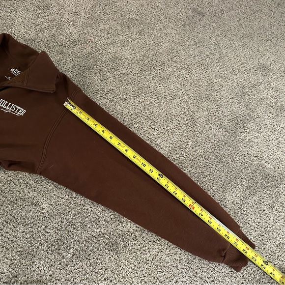 HOLLISTER California M 1/4 Zip Brown Fleece Sweatshirt R $49 - Picture 10 of 11